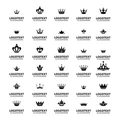 set of retro premium vintage crown logo design vector template