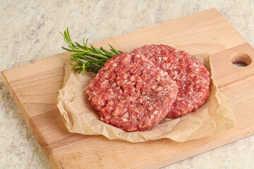 Raw beef burger cutlet for grill