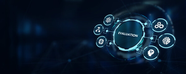 Evaluation Performance quality assessment business technology internet concept.3d illustration