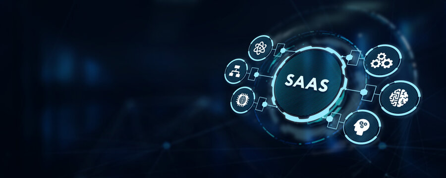 Software as a Service SaaS. Software concept. Business, modern technology, internet and networking concept. 3d illustration