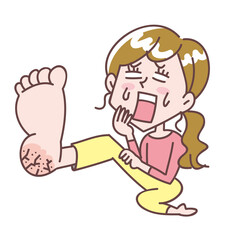 足裏がひび割れてカチカチの女性