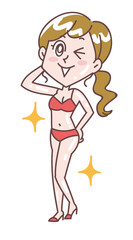 全身つるつるのビキニ女性