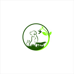 Veterinary logo pet shop design with cat and dog vector