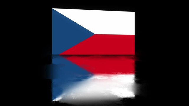 Czech Republic Flag revealed with realistic reflection on stylish black background
