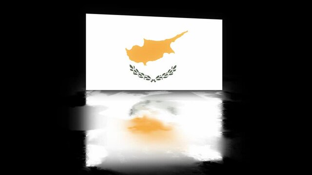Cyprus Flag revealed with realistic reflection on stylish black background