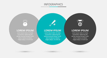 Set Baseball bat with ball, Weight and Medal. Business infographic template. Vector