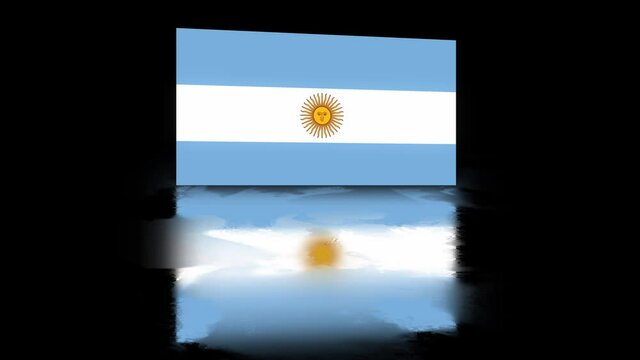 Argentina Flag revealed with realistic reflection on stylish black background
