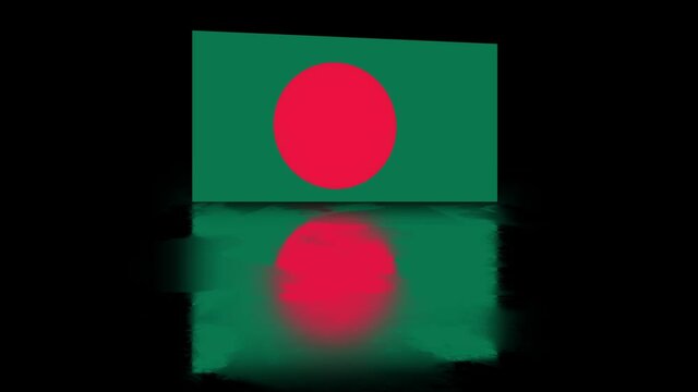 Bangladesh Flag revealed with realistic reflection on stylish black background