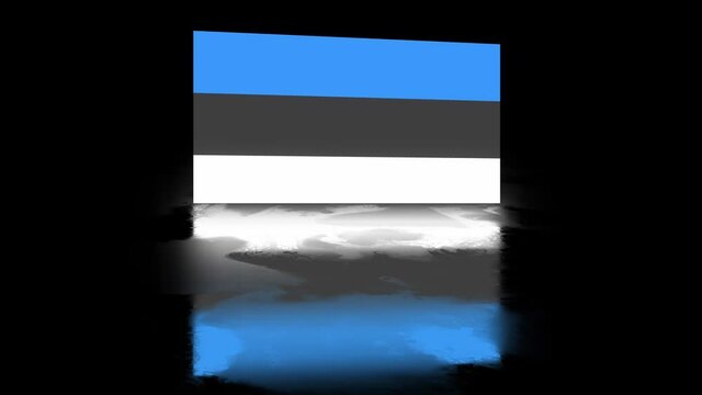 Estonia Flag revealed with realistic reflection on stylish black background