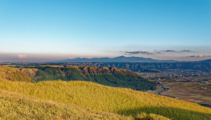 Fototapeta na wymiar view of Aso caldera from Daikanbo in Kumamoto, Japan