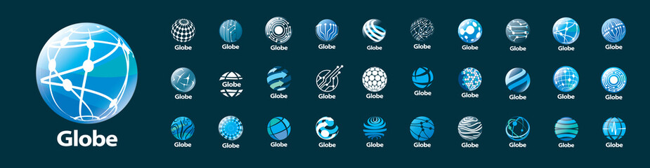 A set of vector logos of the Globe on a gray background © butenkow