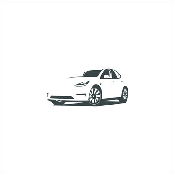 white electric car side view clip art preview