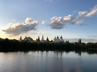 
izmailovsky kremlin on the background of a pond