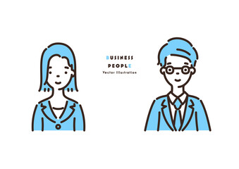 ビジネスパーソンのイラスト 上半身 - Business person illustration set.