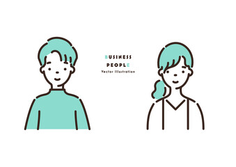 クリエイティブな職業のビジネスパーソンのイラスト 上半身- Business person illustration set.