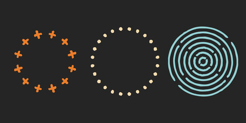 Set of vector abstract round frames. Circle chalk on a blackboard