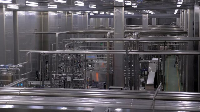 food and beverage production, inside modern plant with high-tech equipment