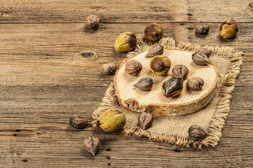 Ripe Juglans cordiformis Maxim or heart-shaped walnut