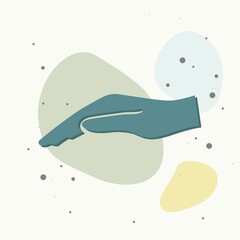Vector hand icon. Flat hand design on multicolored background.