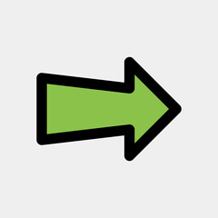 Right arrow icon vector illustration in filled line style, use for website mobile app presentation
