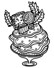 Wedding coloring page with big cake