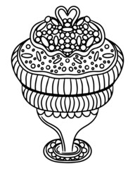 Wedding coloring page with big cake