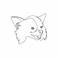 Vector continuous one single line drawing icon of chihuahua dog in silhouette on a white background. Linear stylized.