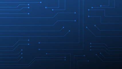 Hi-tech digital circuit board. AI pad and electrical lines connected on blue lighting background