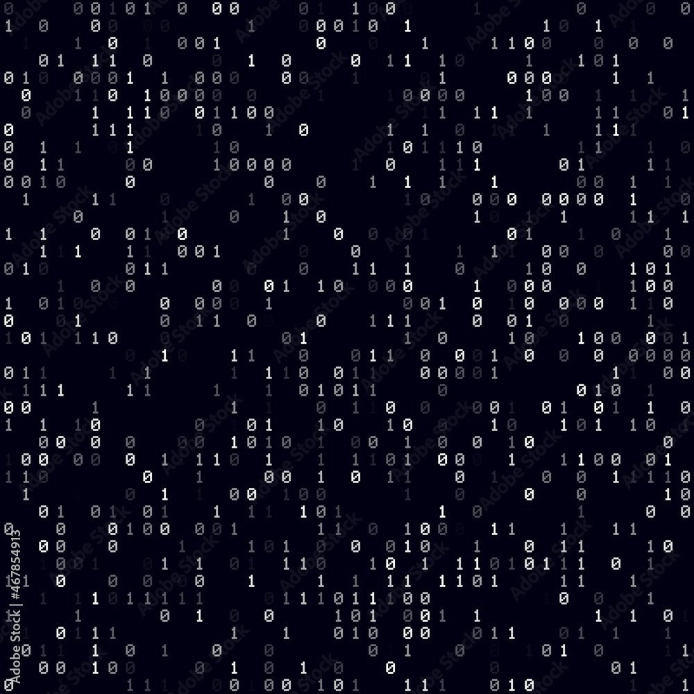 Poster futuristic tech background. white sparse binary background. medium sized seamless pattern. modern ve