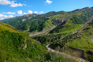 Fototapeta na wymiar A small village on a mountainside in Georgia.