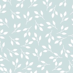 Floral seamless vector pattern with white branches on grey background