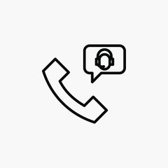 Call centre, telephone line icon design concept