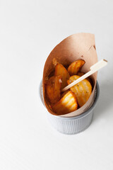 deep-fried baked potato slices, quickly cooked potato slices