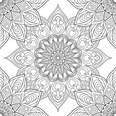 Vector coloring. Geometric floral pattern. Contour drawing on a white background.
