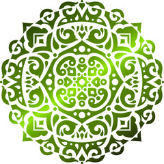 Vector ornament in green on a white isolate background.  round Ornament Pattern. 