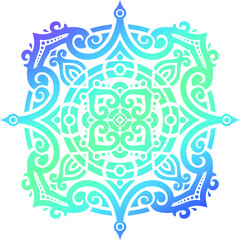 Vector ornament in green blue on a white isolate background.  round Ornament Pattern. 