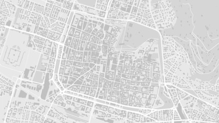 White and light grey Brescia City area vector background map, streets and water cartography illustration.