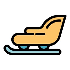 Funny santa sleigh icon. Outline funny santa sleigh vector icon color flat isolated