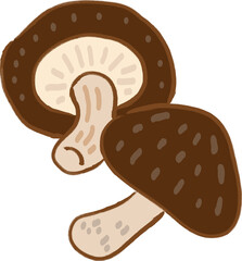 秋冬野菜しいたけ・サツマイモ/This is a Japanese winter vegetable. It is an illustration of shiitake mushrooms and sweet potatoes.