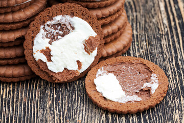 sweet cookies with milk filling