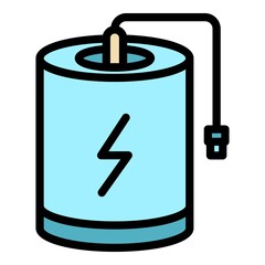 Barrel power bank icon. Outline barrel power bank vector icon color flat isolated