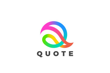 Letter Q Logo Design vector template Media Corporate Ribbon style. Colorful Logotype concept symbol icon