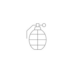 Military concept. Single premium pictogram perfect for logos, mobile apps, online shops and web sites. Vector symbol of grenade isolated on white background