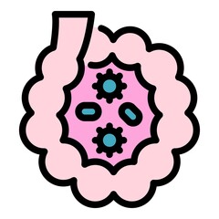 Intestine probiotics icon. Outline intestine probiotics vector icon color flat isolated
