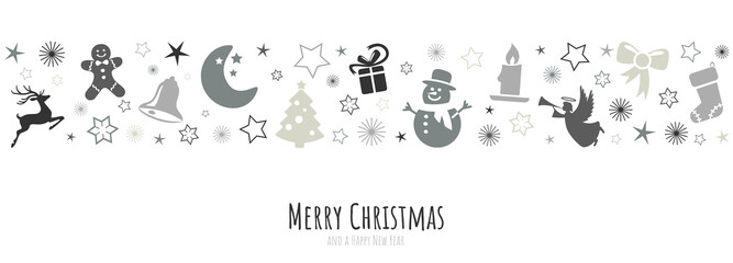 christmas greetings banner with abstract symbols