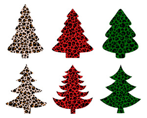 Leopard print Christmas tree vector illustration