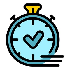 Approved timer icon. Outline approved timer vector icon color flat isolated