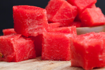 sliced red ripe watermelon close up