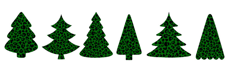 Leopard print Christmas tree vector illustration