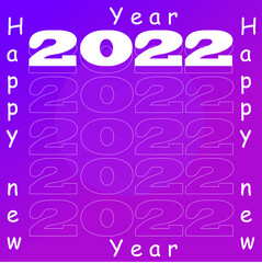 Happy new year 2022 writing in very cool white and purple color with very nice typography